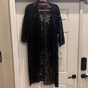 New NWT LuLaRoe Black Thick Lace Kimono Shirley Large